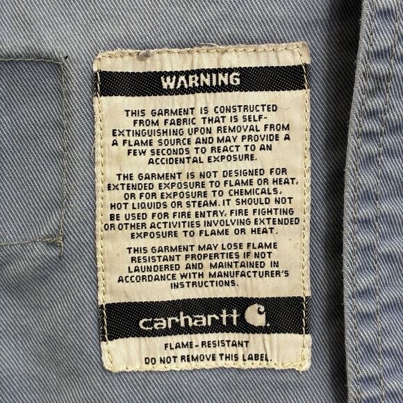 Carhartt FR Flame Resistant Button Up Work Shirt 3XL Blue Long Sleeve - Picture 3 of 10